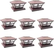 8 Pack Brown Outdoor Garden 6 X 6 Solar SMD LED Post Deck Cap Square Fence Light