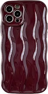 Caseative for iPhone 12 Pro Case,Water Ripple Pattern Curly Wave Frame Soft Phone Case (Red)