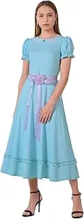 [LOKETA] Grady Twins Costume Womens Halloween Puff Sleeves Blue Dress