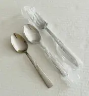 International Silver Stainless Loring 2 Teaspoons 1 Salad Fork Glossy Hammered
