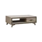Coffee Table Solid Wood Acacia & Veneer Frame 2 Drawers Storage Sliver Brush Colour