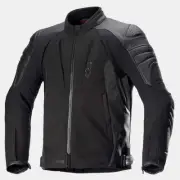 Alpinestars Proton Waterproof Leather & Textile Motorcycle Bike Jacket Black