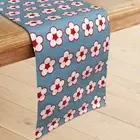NNEDSZ Homewares 100% Cotton Printed Table Runner Cotton Bud Blue