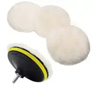 4Pack 6 Inch Wool Polishing Buffing Pad+Wheel for Drill Buffer+M14 Drill Adapter