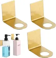 Segbeauty Stainless Soap Bottle Dispenser Holder, Pack of 3, Dia 1.1in/2.8cm, Drill-Free, Adhesive Wall Mount, Gold