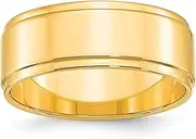 [Diamond2Deal] Women's 10k Yellow Gold 8mm Flat with Step Edge Band Size 10
