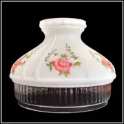 ALADDIN LAMP PART # N602 RED ROSES SHADE SATIN DOME CLEAR SKIRT SHADE