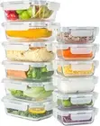 Glass Food Containers, with leak proof , Microwave Safe , Set of 12