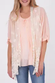 Tulle Lace & Linen Vest--HAM-93331