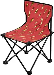 Yellow Lightning Mixed Pattern Red Collapsible Camp Chairs for Adults Ultralight Folding Backpack Chair with Carrying Bag