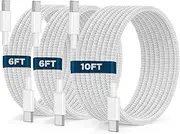 [UCALMA] USB C to USB C Cable [6FT+6FT+10FT] 3Pack 60W Long iPhone 16 15 Charger Cord Type C to C Cable Fast Charging for Apple iPhone 16 15 Pro Max Plus/MacBook Air/iPad Air/Samsung Galaxy S24/S23