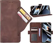 [GoshukunTech] Phone Cover for Oppo Find X5 Pro Wallet Case[ 5 Card Slots Leather Wallet ] Soft TPU Inner Case Flip Cover Stand Feature [6.43 inch]-Dark Brown