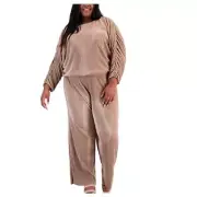Plus Size 3X Ruched-Sleeve Top & Pants / Size 3X