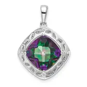 Sterling Silver Mystic Fire Topaz and Real Diamond Pendant