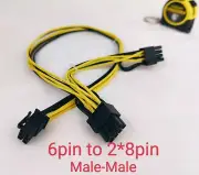 Copper 18AWG, 6 to dual 8pin, male to male 19"Power Cable for GPU Mining