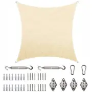 COLOURTREE 9 ft. x 9 ft. Waterproof Beige Square Sun Shade Sail 220 GSM with Kit