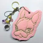 日本CRYSTAL BALL狗頭包 粉紅毛毛票卡夾 吊飾