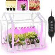 Meonum Mini Greenhouse with Grow Light for Indoor, 23.6 x15.7 Transparent