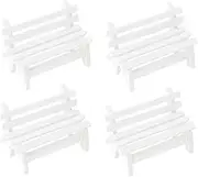 GOOHOCHY Miniature Wooden Bench Ornament 4pcs Handmade Decorative Pieces for Garden Home and Office