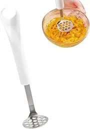 Stainless Steel Mud Press - Kitchen Mud Press, Toddler Food Masher Tool, Manual Potato Masher Tool, Portable Food Grinder Tool with Large Round Press Plate for Banana Potatoes Vegetables