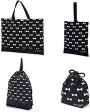 COLORFUL CANDY STYLE NW407300 4-Piece Set, Reversible Ribbon Silhouette, School Preparation, Lesson Bag, Shoe Case, Drawstring Bag, Girls