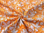 5 Yard Orange White Floral Block Print Cotton Fabric Women Dressmaking Fabric AU