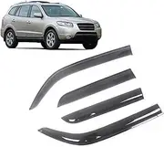 Auto Black Tinted Car Side Window Visor Guard Vent Awnings Shelters Rain Guard Door Ventvisor Compatible with Hyundai Santa Fe 2001-2018(Compatible with Santa FE 07-12)