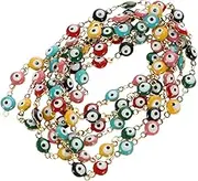 ARTSEWPLY Evil Eye Link Chain Stainless Steel Charm for Bracelets Necklaces Bead Crafting Jewelry Chain Versatile for Creative Projects