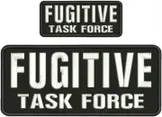 FUGITIVE TASK FORCE embroidery patches 4x10 and 2x5 hook WHITE AND back