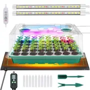 Seed Starter Tray with Grow Light and Thermostat Controller Heat Mat, 10"x 20...
