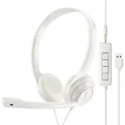 USB Computer Headset with Clear Chat Microphone,Lightweight On-Ear Wired Headset for MS Teams,Skype,Webinars,Call Center and More (White)