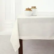 Solino Home Linen Tablecloth 60 x 120 Inch - 120" x 60" (Rectangular), Ivory