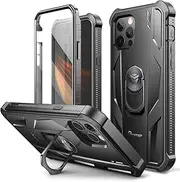 Dexnor Case Compatible with iPhone 12 & 12 Pro [6.1 inch] 360 Full Body Heavy Duty Military Grade Shockproof Hard Back Cover Built-in Screen Protector and Kickstand for iPhone 12/12 Pro - Black