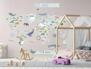 [Namly Design] Wallsticker - Personalised World Map with Animals