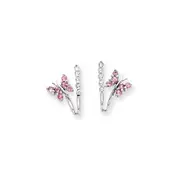 14k White Gold Real Diamond u0026 Pink Sapphire Butterfly Earrings