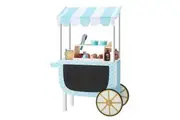 Teamson Kids My Little Helper Ice Cream Cart & 33 pc. Accessory Set, Blue/White