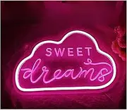 Sign Lamp Neon Sign"Sweet Dreams"Children's Room Bedroom Party Wall Art Home Decor Daughter's Favorite 38cm(A)