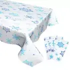 Labeol Christmas Tablecloth3 PCS Blue and White Christmas Snowflake Tableclot...