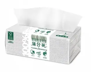 【蒲公英】三層綠茶舒適環保抽取衛生紙(100抽/10包/7串/箱)