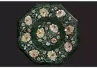 12" Green Marble Coffee Table Top Unique Floral Inlay Work Entryway Decor