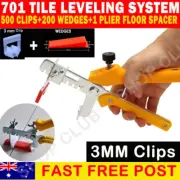 701 Tile Leveling System 500 3mm Clips +200 Wedges +1x Plier Floor Spacer Tiling