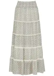 Alice + Olivia Aisha Printed Chiffon Maxi Skirt - Green - XS XS