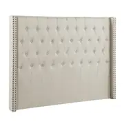 Foret Bed Head Double Size Headboard Bedhead Frame Base Stud Tufted Fabric Cream