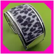 BRIGHTON CRYSTAL ROCKS LEOPARD Double Hinged Heavy BANGLE Bracelet NWtag $88 50%