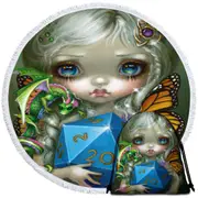 Chasing Dragons 20 Sided Dice Fairy Round Beach Towel