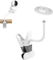 Lonnky Flexible Clamp Mount for Ring Indoor Cam, Stick Up Cam, Arlo, Motorola, VTech VM901/VM924/VM928/VM923, Owlet, 1/4" Thread Cameras, Gooseneck Holder with No Tools – White