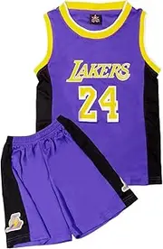 [DaceStar] Kids Basketball Kit, 2-Piece #24 Sleeveless Kids Basketball Jersey and Shorts, Boys Girls Basketball Kit, Pop Basketball Jersey Kit Gifts for 4 5 6 7 8 10 12 14 Years Old(Purple-XS), Purple 2