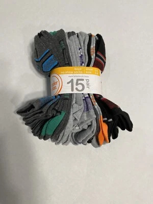 wonder nation 15 pairs boys no show ankle socks size large shoe size 3-9