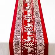 Christmas Table Runners, Christmas Tree Deer Table Runners Printed Linen Xmas Table Linens for Christmas Table Decoration Home Party Tablecover Decor(28 * 270cm)