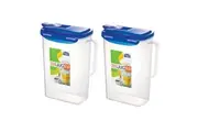 2x Lock & Lock 2L Water Juice Jug Flip Lid 24cm Plastic Drink Storage Container